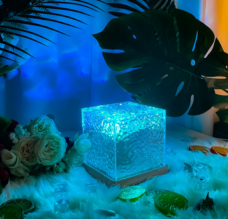 Rotating Water Ripple Night Light Aura Lamp