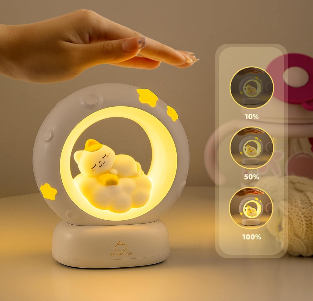 Sleeping Cat LED Night Light Lamp with Touch Control